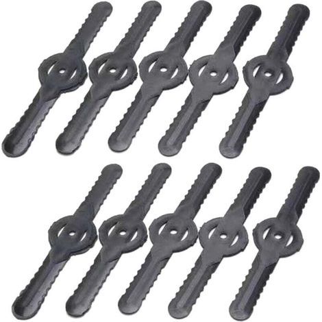Cuchillas de repuesto Ulisem para desbrozadoras, cortacéspedes, perfiladoras de bordes, excavadoras y cabezales de corte (10 cuchillas de plástico). (1/4)