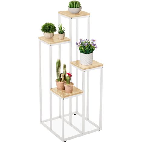 Escalera de flores blanca de 4 niveles