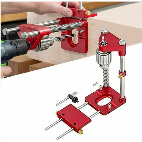 The best woodworking drill locator, Adjustable Punch Locator Drill Template Guide, Woodworking Drilling Locator Tool - Locator Tool, Door Drilling Template(Red),Starlight (1/5)