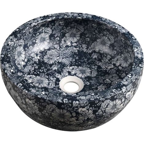 Sapho Priori - Aufsatzwaschbecken, Durchmesser 41 cm, ohne Überlauf, blau PI038 (1/5)