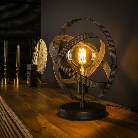 Pier Import – Lampe à poser industrielle globe – Hauteur 38 cm – Métal effet vieilli – Ampoule E27 60W max – Éclairage vintage pour intérieur moderne (1/4)