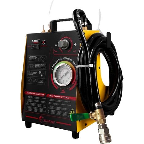 Purgador de frenos eléctrico, alimentación de 220 V, rango de presión de 0,6 a 4,0 bar, caudal de 2,2 l/min, extracción automática de fluido, diseño compacto. (1/5)