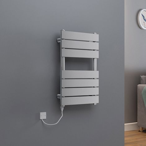 Electric Flat Panel Heated Towel Rail 100W Chrome 650x400mm
