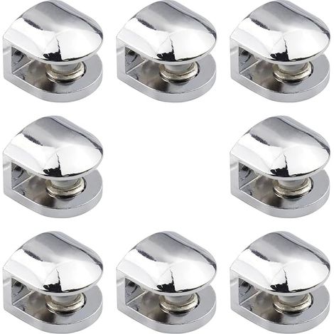 8 Pcs Pince à Verre Pince Support en Alliage de Zinc Fixations Réglable Support pour Tablettes en Verre de 6-8 mm d'épaisseur (1/5)