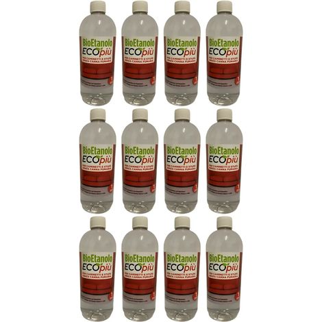 12 Bottiglie 1L Bioetanolo Liquido per Camini Stufe Ecologico Inodore