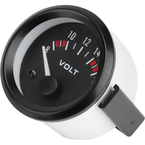 Voltmètre automobile 12 V bisical 52 mm, plage 8-16 V, noir (1/5)