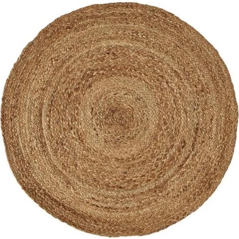 Tapis rond,moquette carpette en jute tressé coloris naturel - Diamètre 120 x Hauteur 0.5 cm -JUANIO (1/3)