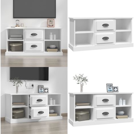 Meuble TV blanc 99,5x35,5x48 cm bois d'ingénierie - Meubles Tv - Meuble Tv - Support Tv - Unité Tv - Meuble Salle Séjour - Home & Living (1/5)