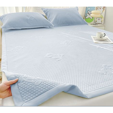 Drap rafraîchissant d'été pour lit simple et double – Drap de lit effet frais et respirant – Confort thermique pour des nuits plus agréables (Bleu - 180 × 200 cm)
