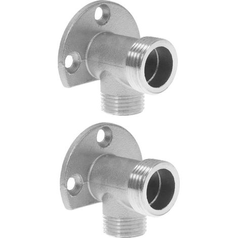 Adaptateur Robinet Mural - 2 Pièces - Acier Inoxydable - Fixation Solide 3 Trous - Salle De Bain Extérieur - 5,30x5,00x4,00cm (1/5)
