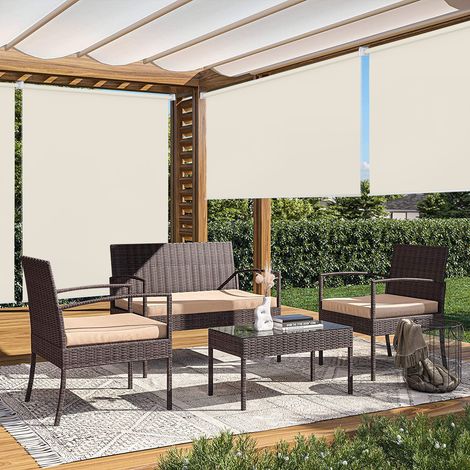 TolleTour Estor Vertical Exterior 180x140 cm para Balcón y Terraza Protección Solar Impermeable 80% Beige