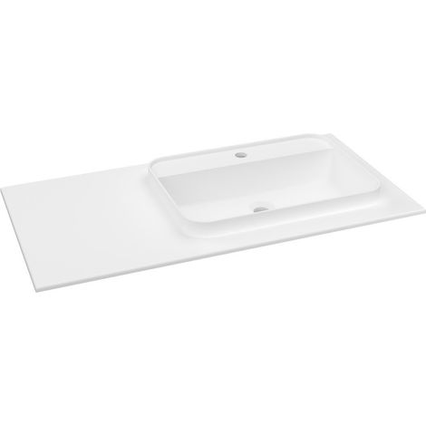 Lavabo BRAHEA 101x51,5cm (30+70cm), Rockstone, droite, blanc mat (1/2)