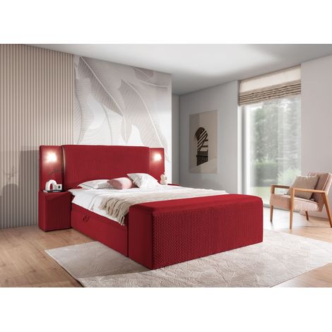 Boxspringbett Bett MARTEN 140x220cm Set.2 in Stoff Magic Velvet Rot (1/4)