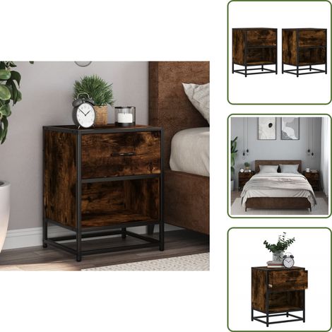 The Living Store Comodini Rovere Fumo 2 pz 40x31x50 cm in Truciolato - Comodino rovere fumo