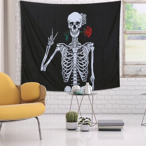 Wandteppich mit Skelettmuster, Wandbehang, Matte, Teppich für Schlafzimmer, Studentenwohnheim, Zuhause, Hintergrunddekoration, 150 x 200 (1/5)