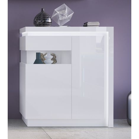 Highboard, 108 cm breit, in weiß Hochglanz LYNDHURST-129, B/H/T ca. 108/124/42 cm (1/5)