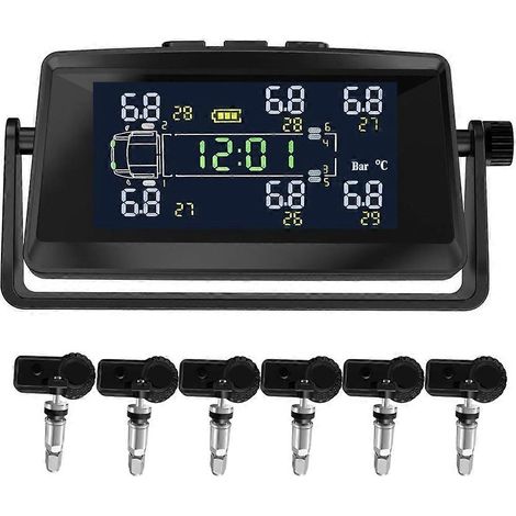 Système de surveillance de la pression des pneus avec 6 capteurs et moniteur de température des pneus pour camping-car/remorque (1/5)
