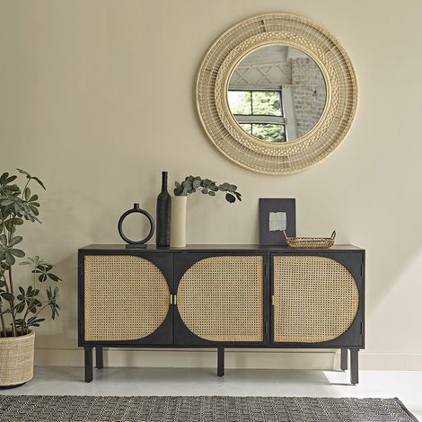 Buffet en manguier massif et cannage 160 cm (1/5)