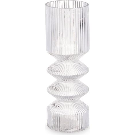 Vase aus geriffeltesm Glas, 8 x 23 cm