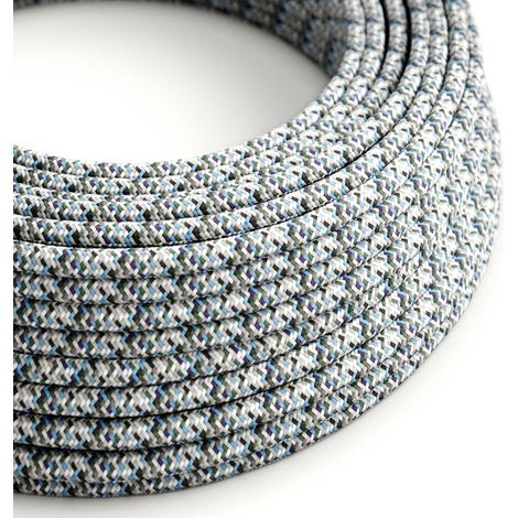 Creative-Cables Cavo elettrico rivestito in tessuto, 2 x 0,75 mm², 50 m, Pixel Ghiaccio RX04, Rotondo, effetto seta