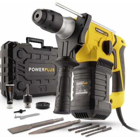 Perceuse à Percussion Électrique en 1 : Perçage, Perçage à Percussion, Burinage et Rotation du Burin, Perceuse Filaire de 1500 W et 5 J, SDS plus, 7 Accessoires (1/3)