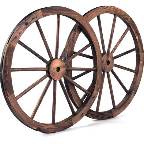 Costway – Roue décorative en bois pour jardin – Matériau sapin carbonisé – Dimensions 76x76x3,5 cm – Structure renforcée en métal – Ambiance classique