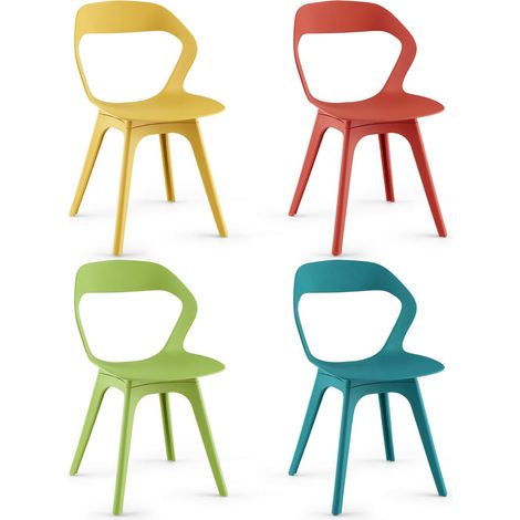 Set di 4 sedie da pranzo 48 x 54 x 81 cm comoda seduta ergonomica design multicolore in PP 200018228