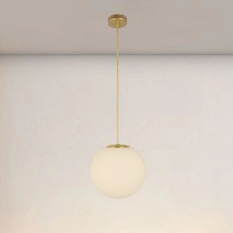 TrAdE Shop Traesio - Lampadario A Sospensione Oro Con Sfera Vetro Bianco Attacco E27 Moderno Minimal 33504 - (1/5)