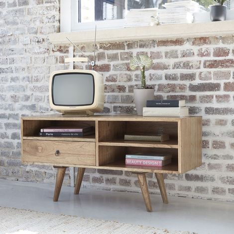 Meuble TV en mindi massif 110 cm (1/4)