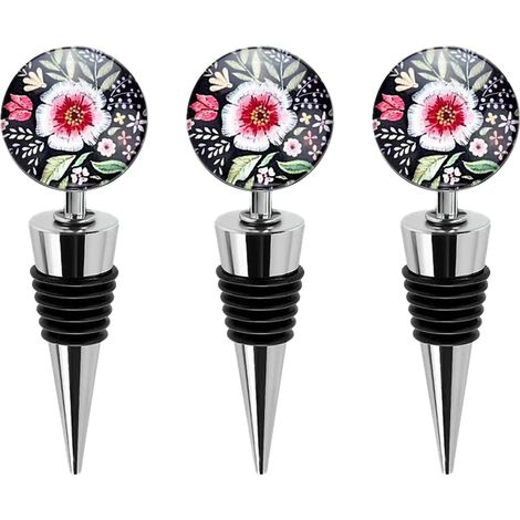 Bouchon Pour Bouteille De Vin - En Alliage De Zinc Et Silicone Alimentaire - Pour Bar, Fête, Mariage, Cadeau - Lot De 3 (1/5)