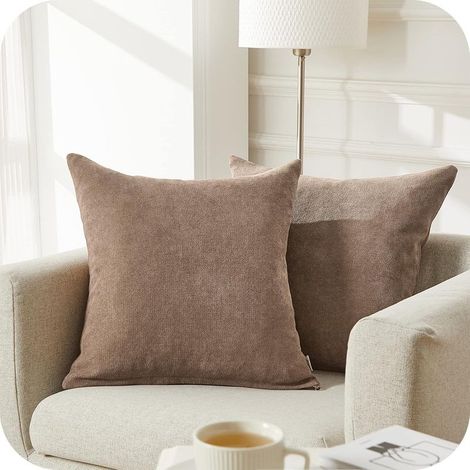 Lot de 2 Housse de Coussin 30x50cm Décoratif Canapé en Chenille Housses Coussin Decoration Chambre Carré Couleur Uni pour Chaise,Voiture,Bureau, Café (1/5)