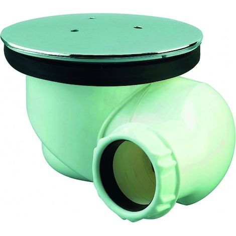 Valentin – Bonde de douche goulue D90mm – Capot rond en métal chromé 120mm – Serrage ajustable 6-25mm – Sortie orientable 180° – Garde d'eau 50mm