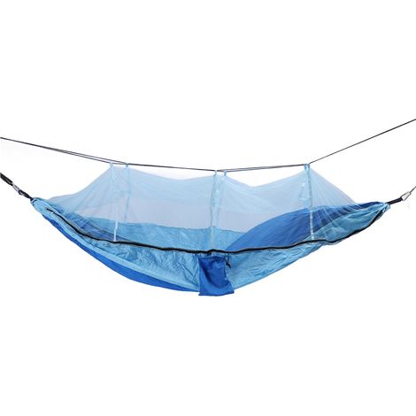 Hamac avec Moustiquaire Intégrée - 260x140CM Nylon 210T Bleu - Anti-Basculement Charge 300kg (1/4)