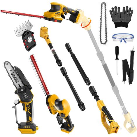 4 en 1 Tronçonneuse Taille haie télescopique sans Fil pour 18 V  sans batteries Mini Scie à branches 6 pouces, Élagueuse sur perche, Taille-haie réglable, Scie sur Perche télescopique (1/5)