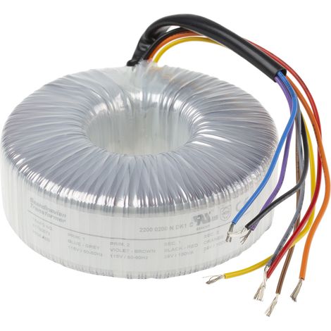 Transformateur torique RS PRO, 2 x 115V c.a. 2 x 24V c.a., 200VA ( Prix pour 1 ) (1/2)
