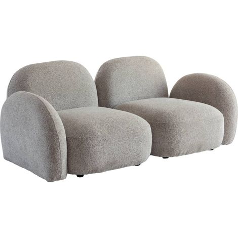 Canapé modulable 2 places en tissu bouclette gris Calya (1/5)