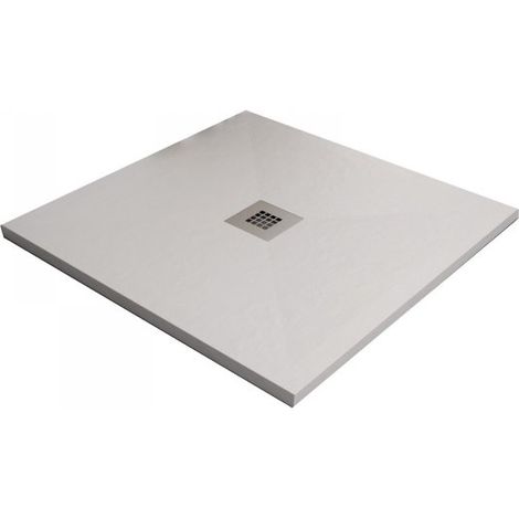 Piatto Doccia in marmo resina Bianco effetto pietra h 3cm My Getra Bianco,80x80 cm