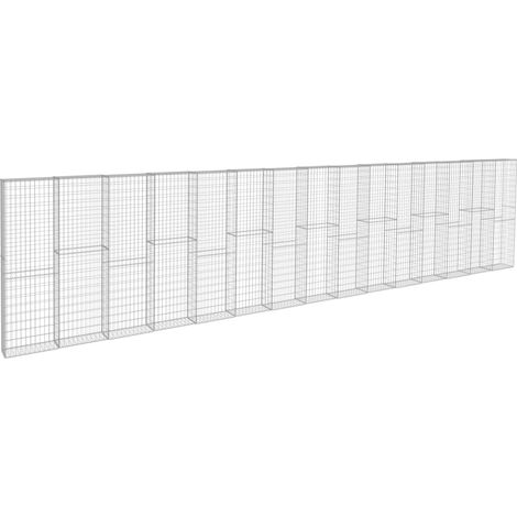 Maison Exclusive - Gabionenwand mit Abdeckung Verzinkter Stahl 90