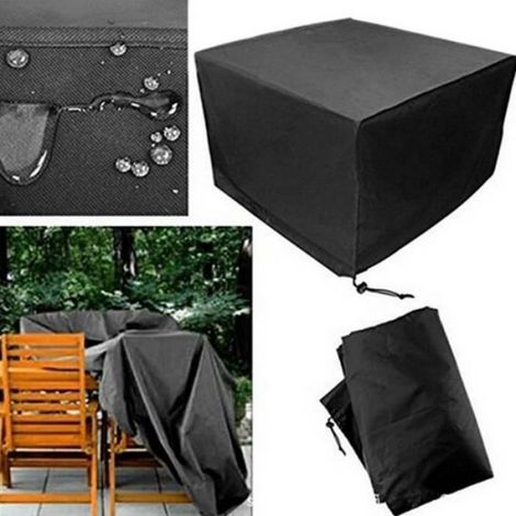 Housse De Protection - Tissu Oxford - Pour Salon De Jardin Carré 4 Places - 270x180x89 Cm - Noir (1/4)