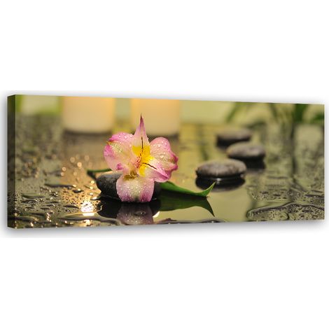 Tableau sur toile Pierres Zen Orchidées 90x30 (1/5)