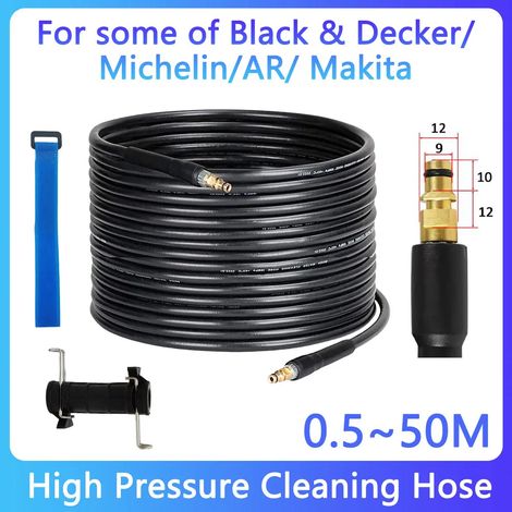 (M, 13 m) Tuyau d'extension pour nettoyeur haute pression, compatible avec certains modèles Black & Decker/Michelin/AR. (1/4)