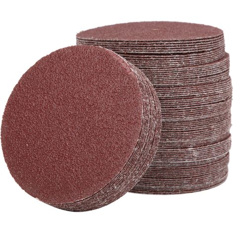 100 disques abrasifs autocollants 100 mm 4 pouces papier de verre floqué grain P40 (1/5)