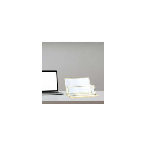 Handgefertigter Visitenkartenhalter aus Metall, Messing, personalisierter Glas-Visitenkartenhalter, kreatives Messegeschenk – 11 x 7 x 6,5 cm – Crezuo