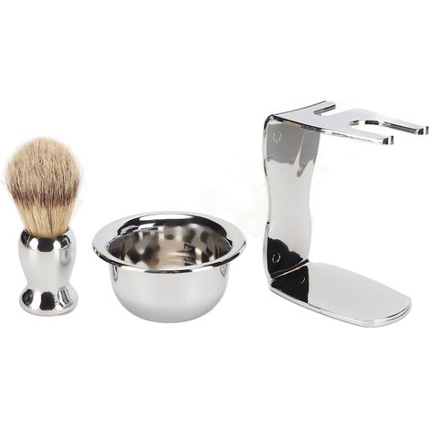 Ensemble Soin Barbe - Brosse Nylon Et Bol - Support Inclus - Pour Homme Et Barbier - Kit Complet (1/5)