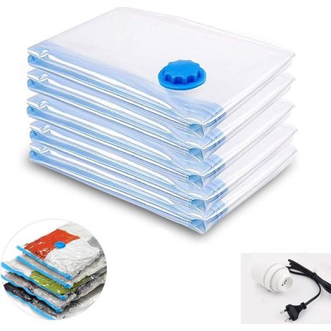 Set di 5 sacchetti sottovuoto per la conservazione degli alimenti - Include pompa elettrica - 100x120 cm (1/5)