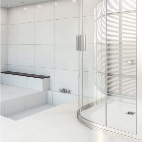 Mineralguss-Duschwanne MADISON CURVE Schieferoptik WEISS 80x80 cm (1/4)