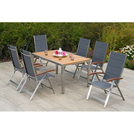 Ferrara Set 7tlg 6 Sessel Tisch 150x90cm