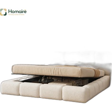 Bettgestell Rattan weiß 227.5 x 223 x 102 cm HOMAIRE (1/5)