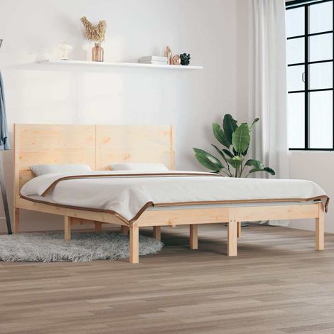 vidaXL Estructura de cama de matrimonio madera maciza 135x190 cm (1/5)
