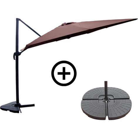 Set ombrellone marrone 3x4m e 4 piastre di zavorramento CESARE (1/4)